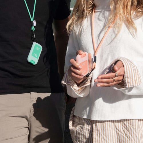 Dedicated holder for HAAN hand cleansing spray/lanyard hanger pocket for Due of Dawn/carabiner neck cord included/portable for travel, commuting, and