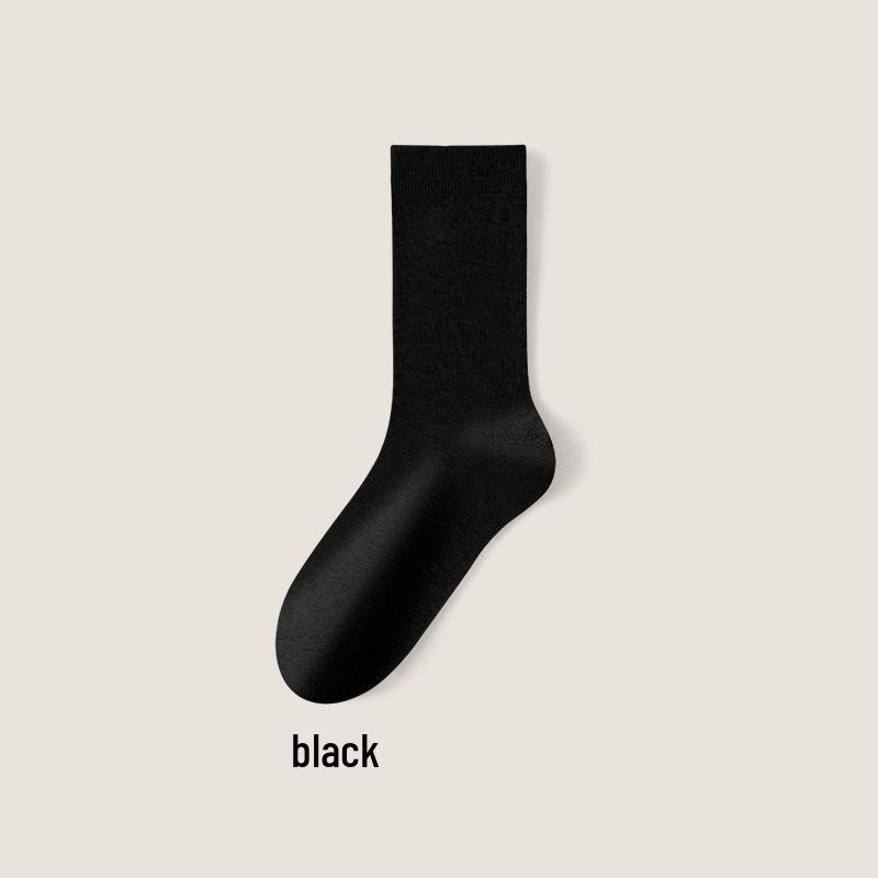 Men's Pure Cotton Antibacterial Mid-Calf Socks - Sweat-Absorbent, Breathable, Solid Color Business Socks for Spring, Autumn, and Winter