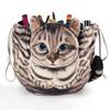 Cat Travel Makeup Bag Drawstring Cosmetic Organizer Cat Design Lay Flat Large Capacity Cosmetic Pouch Gift for Cat Lovers