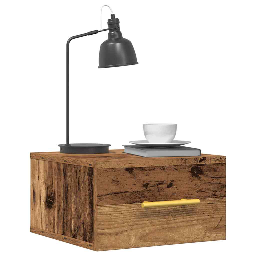 Wall Mounted Nightstand Reclaimed Wood Look 35 x 35 x 20 cm Particleboard