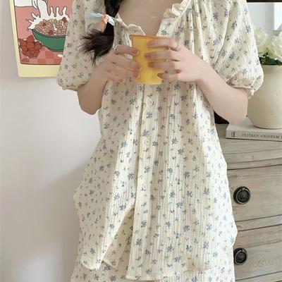 Full of Small Floral Pajamas for Women's Summer New Ins Style Japanese Short-sleeved Shorts Student Loungewear Suit Outside