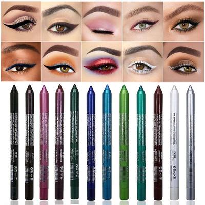 Suya Dayanıklı Eyeliner Kalemi Uzun Ömürlü Pigment Kahverengi Siyah Parıltılı Eyeliner Kalemi Kadınlar İçin Moda Renk Gözler Makyaj Kozmetik Çiçek Açan Eyeliner