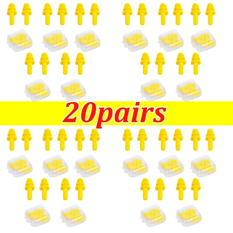 20pairs Soft Silicone Earplugs Waterproof Swimming Ear Plugs Reusable Noise Reduction Sleeping Ear Plugs Hearing Protection