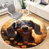 1pc Dachshund, Yellow Flowers Carpet for Office Non-Slip, Round Carpet, Soft & Comfortable, Carpet for Office, Round Floor Mat Yy251225143