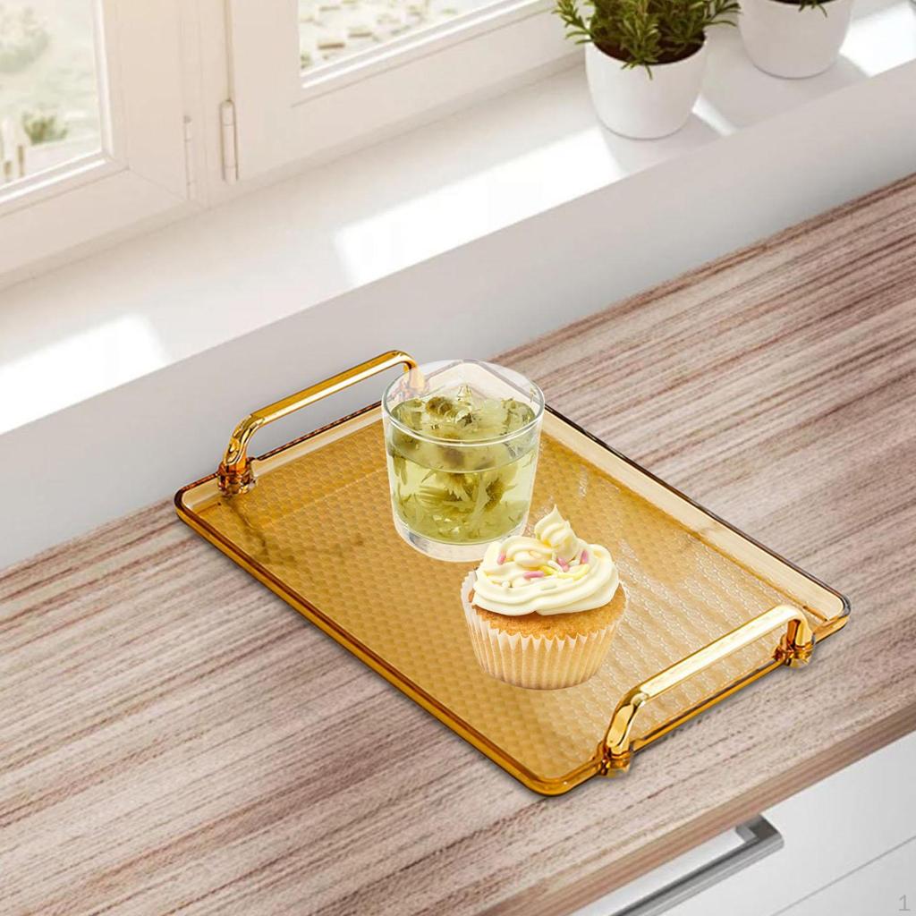 Serving Tray with Handle Bathroom Vanity Organizer Jewelry Storage for Table Centerpiece