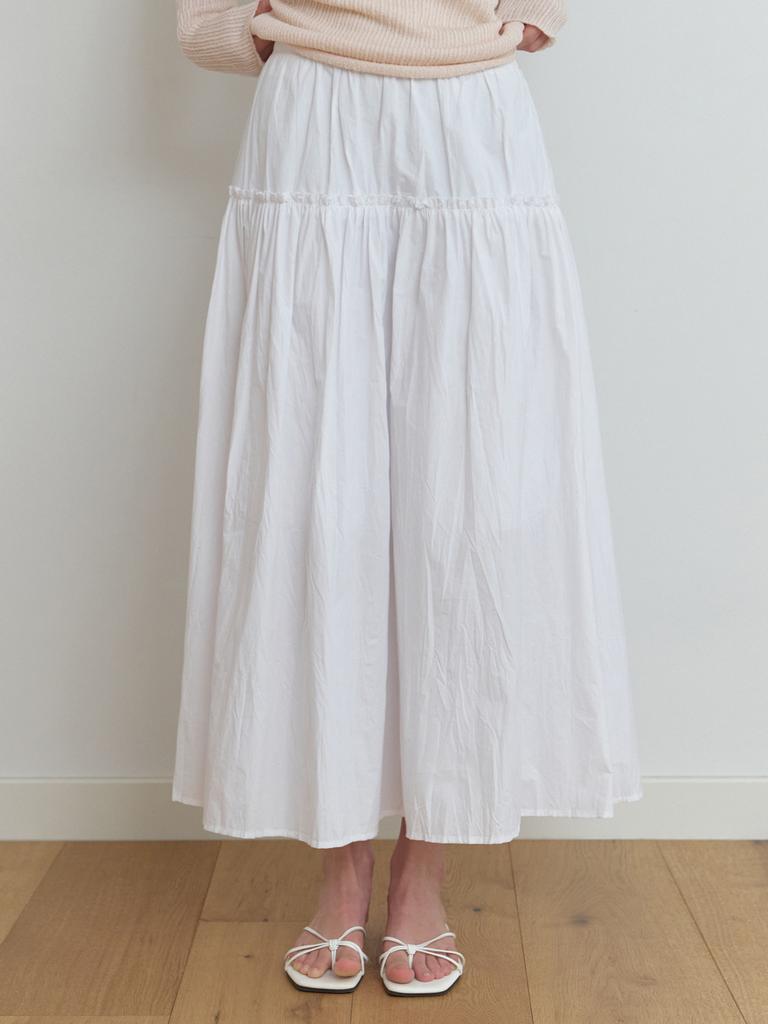 Liel Wheeler Shirring Skirt (White)