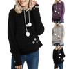 Women's Fashion Casual Top Solid Color Long Sleeve Pet Pocket Hoodie Sweatshirt
