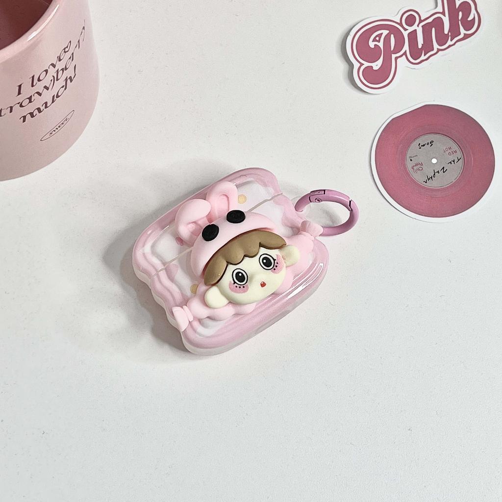 Cute 3d Girl Rabbit Cartoon Bunny Bow Pink Imd Non -Slip Earphone Case For Apple Airpods 1 2 Pro 3 2nd Wireless Bluetooth Box