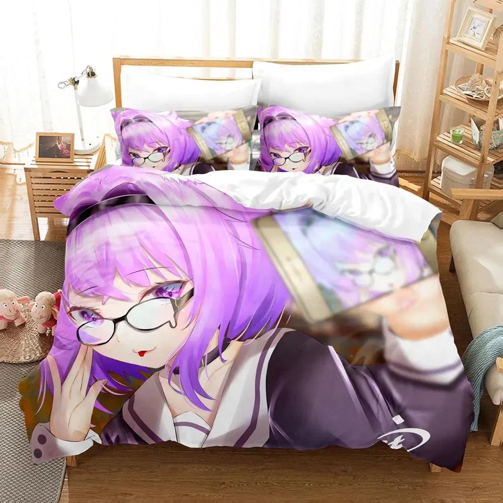 Comforter Hololive Nekomata Okayu Bedding Set Single Twin Full Queen King Size Aldult Bedroom Duvet 3D Anime Boys Bed Set