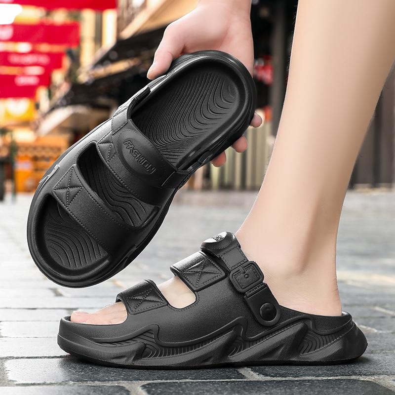 

Летние мужские тапочки, шлепанцы на платформе с мягкой подошвой из ЭВА, кроссовки унисекс, сандалии, повседневная пляжная обувь, женские домашние и уличные шлепанцы 38-39 чёрный