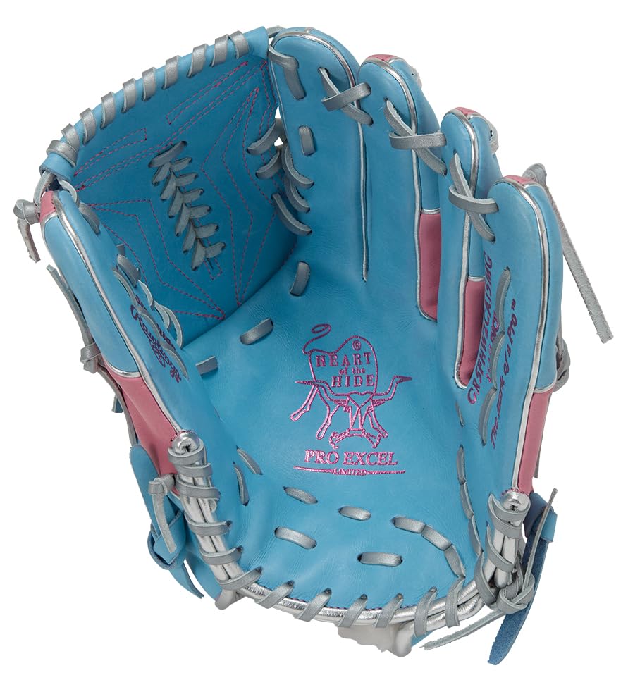 Rawlings PRO EXCEL Wizard COLORS Baseball Glove Throw HOH® #02 (Softball, GR5FHW2CA15MG), Pitcher's Glove, Sax/Pink, 11.75 inches, Right-Handed