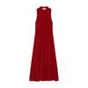 Summer 2025 Women's Sleeveless Velvet Midi Dress with Waist-Cinching Design