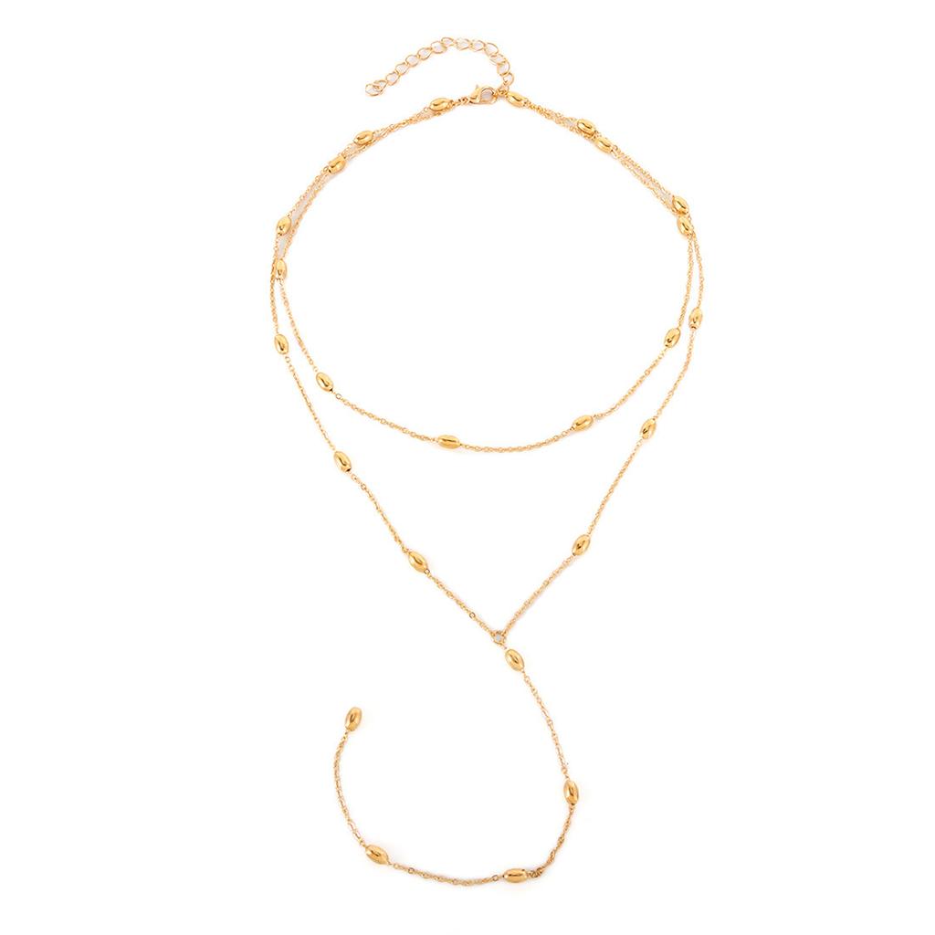 Light Luxury Niche Design Sense Y-shaped Necklace Simple Personality Rice Bead Collarbone Chain Item Decoration
