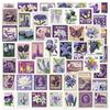 50 Purple Retro Stamps Graffiti Stickers Decorate Guitar Laptop Suitcase DIY Waterproof