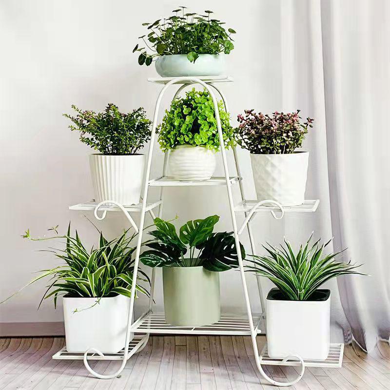 Multi-layer Indoor Flower Stand - Wrought Iron, Space-saving Decor Rack for Home & Balcony