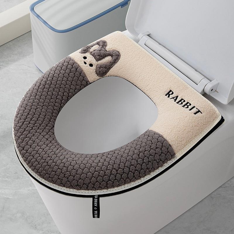 Washable Waterproof Toilet Seat Cover With Zipper Thick Winter Cushion Home Use All Season