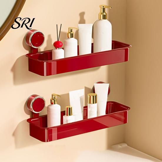 Bathroom Storage Organizer Rack with Suction Cup No-Drill Design Strong Toiletry Basket Load-Bearing Non-Slip Wall for Kitchen Damage-free
