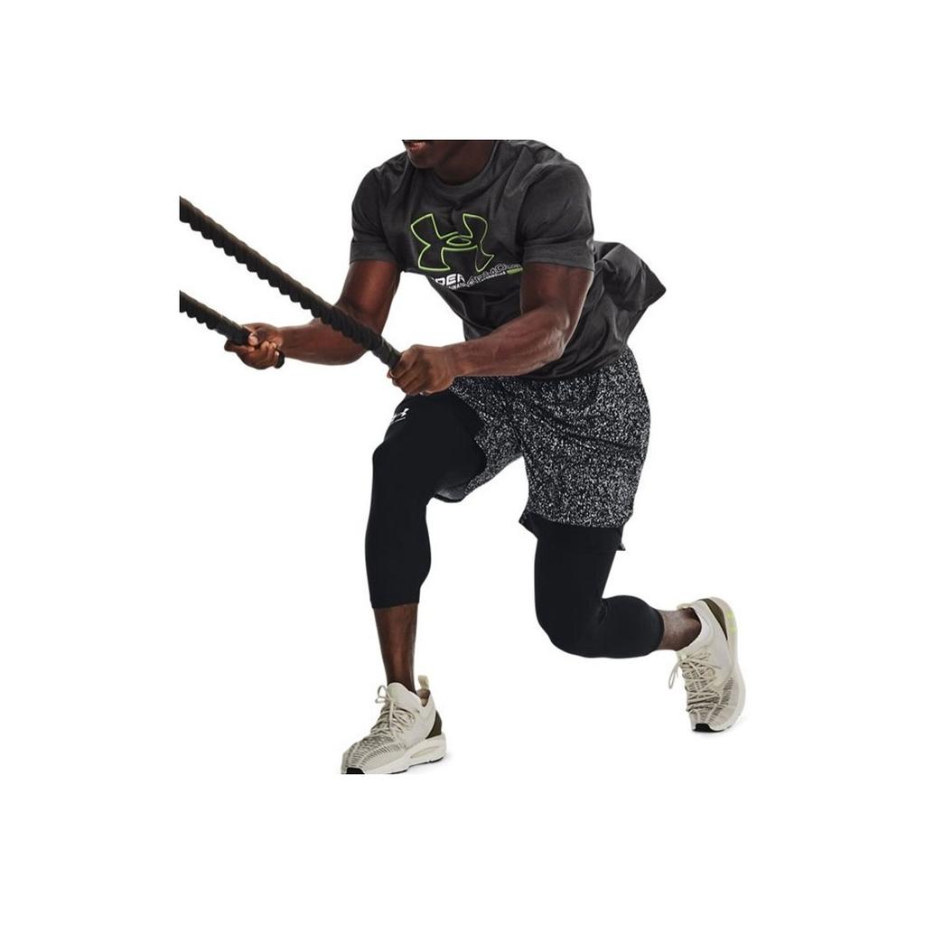 Under Armour Letter Logo Training Print Shoulder T-Shirt Men Tops Gray 1370367-010