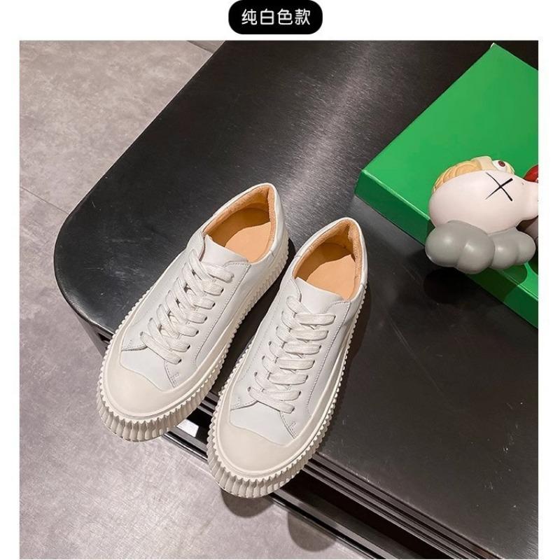 Little White Shoes Women's Spring and Autumn New Versatile Leather Casual Board Shoes Platform Muffin Biscuit Shoes