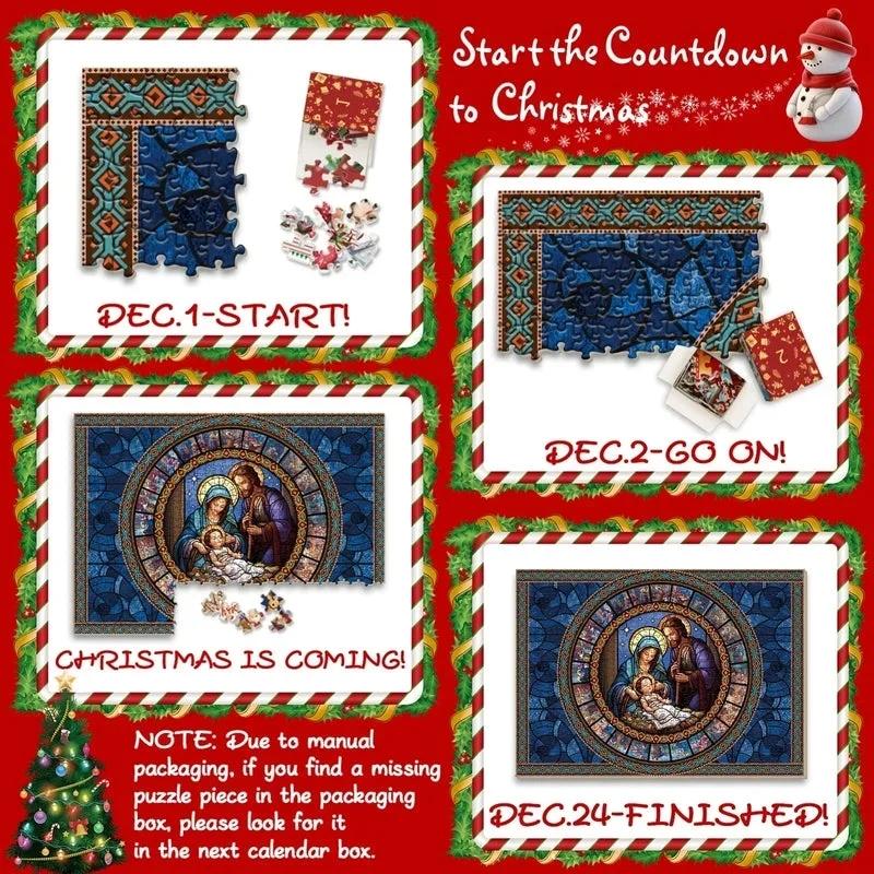 1000 Pieces Nativity Scene Jigsaw Puzzle Christmas Theme Advent Calendar Puzzle Educational Family Game