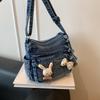 Denimveske med flere rom Pendler Crossbody-veske Dame Skulderveske