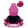 Sparkling Party & Performance Tutu for Girls: Halter Neck Backless Dress with Sequins, Includes Hat for Easy Complete Look