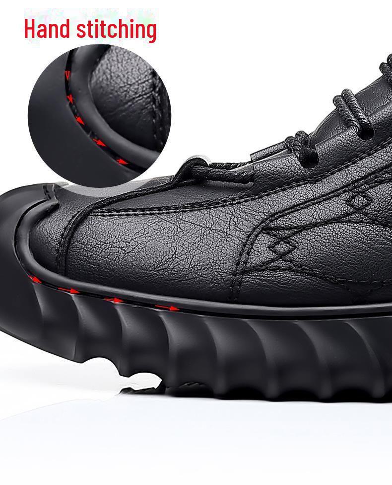 Pánské zimní kožené sněhule s kožešinovou podšívkou - Teplé, silné a pohodlné.