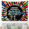 Soccer Cup 2026 Flag Tapestry Unique Sport Wall Art Cloth Banner for Football Fans Party Living Room Decoration