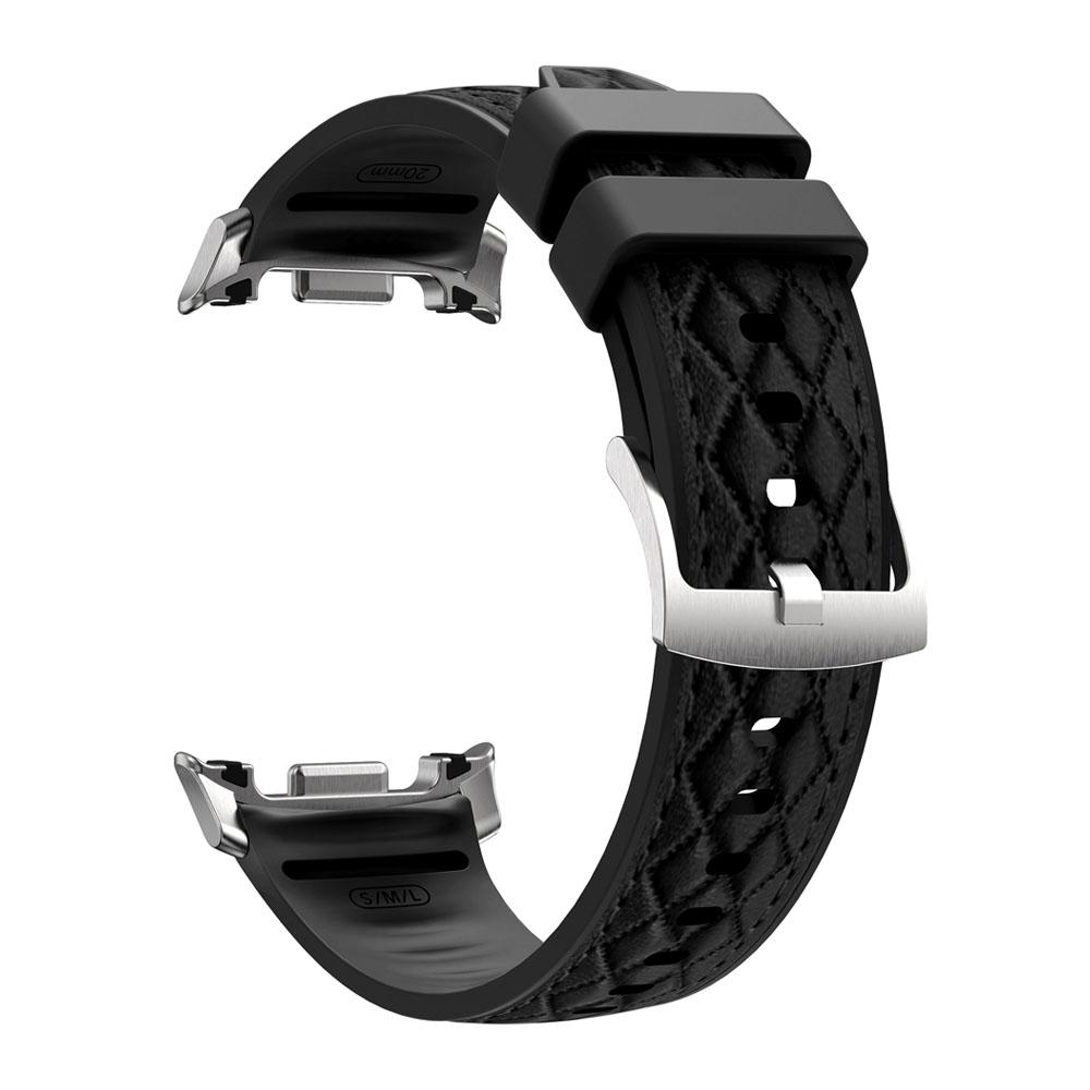 

Leather For Samsung Galaxy Watch 8 Strap 8 classic 46mm 44mm 40mm Diamond Pattern Silicone Correa Bracelet Galaxy Watch 8 Band Galaxy watch 8 40mm чёрный