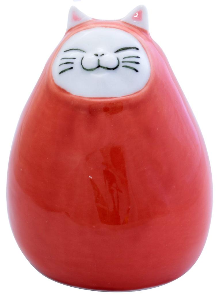 Arita Ware by Yoshinobu Daruma Cat Red Kitagawa, Figurine,