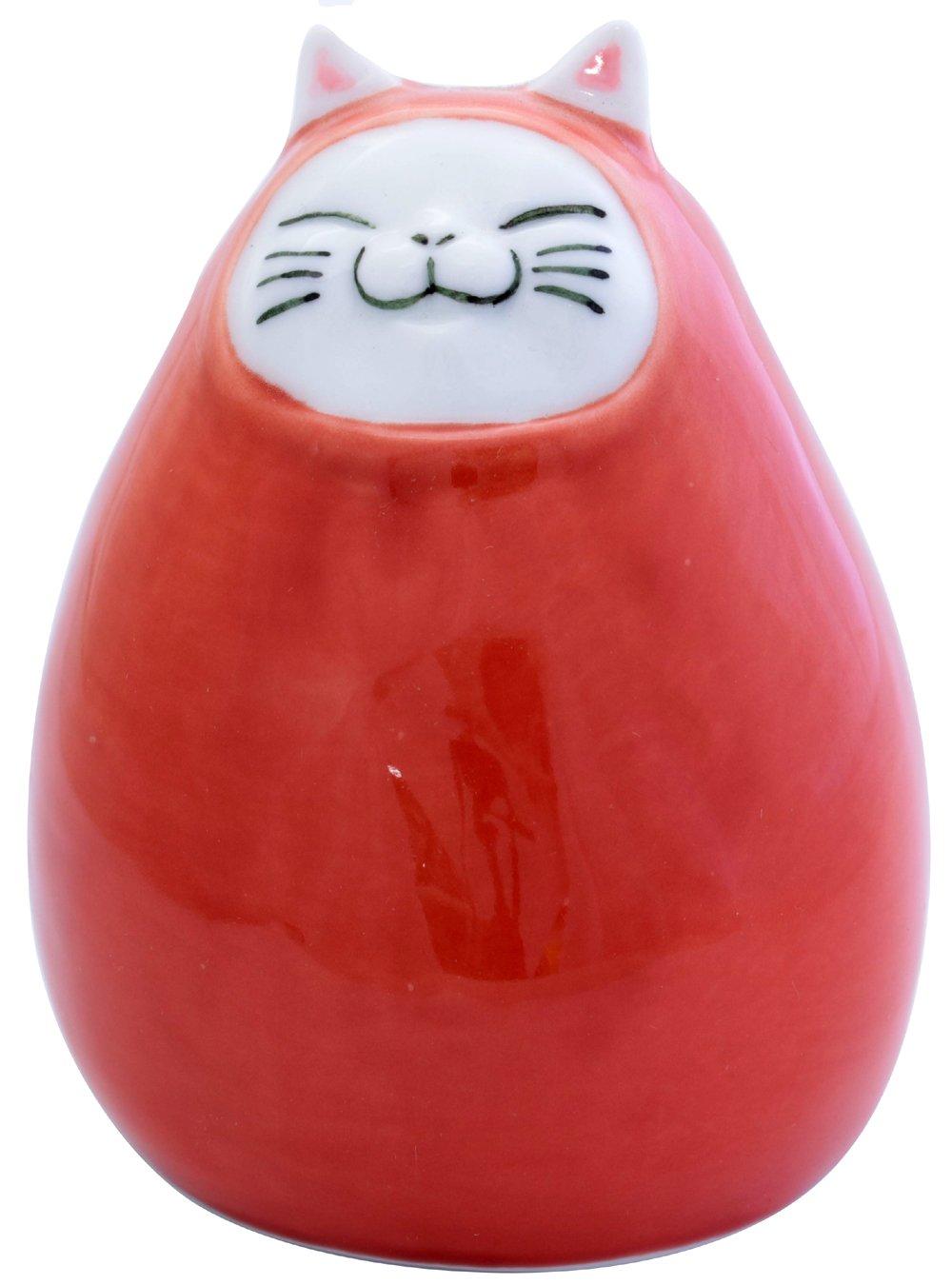 

Arita ware by Yoshinobu Daruma cat red Kitagawa, figurine,