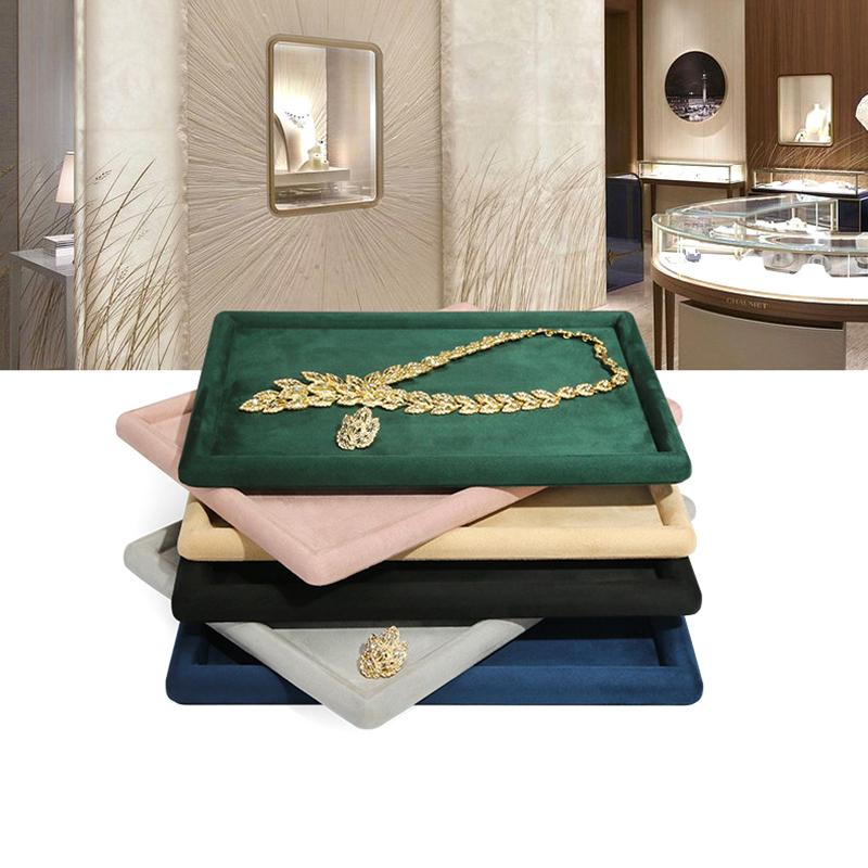 Jewelry Tray Show Stand Shop Organizer Velvet Solid Color Jewelry Display Tray Necklace Glasses Watch Display Props