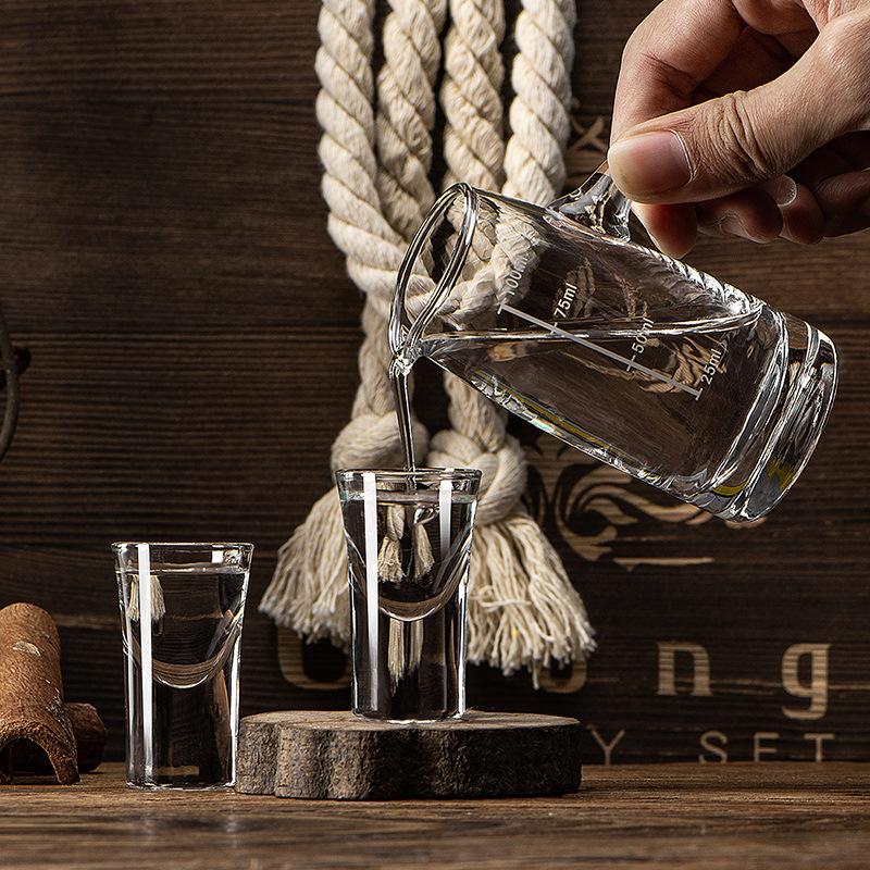 6PCs Glass Set Transparent 15ml Shot Glass Thickened Bottom Liquor Cup Bullet Cups One Mouth Small Cup Wine Drinkware Wholesale