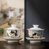 Cute Cat Gaiwan White Porcelain Tea Tureen Hovering Various Styles Cartoon Ceramic Gongfu Tea Set Home Gift Classmates Friends