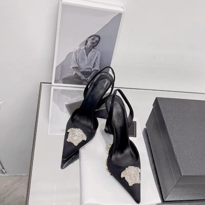 

Nude bag head high-heeled sandals women s thin heels pointed spring and summer new bridesmaids with skirt single shoes 39