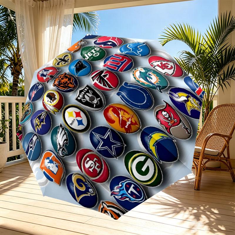 NFL Print Automatic Open Close Umbrella, Portable Foldable Umbrella, for Outdoor Commute Camping Trip, Ideal Birthday Gift