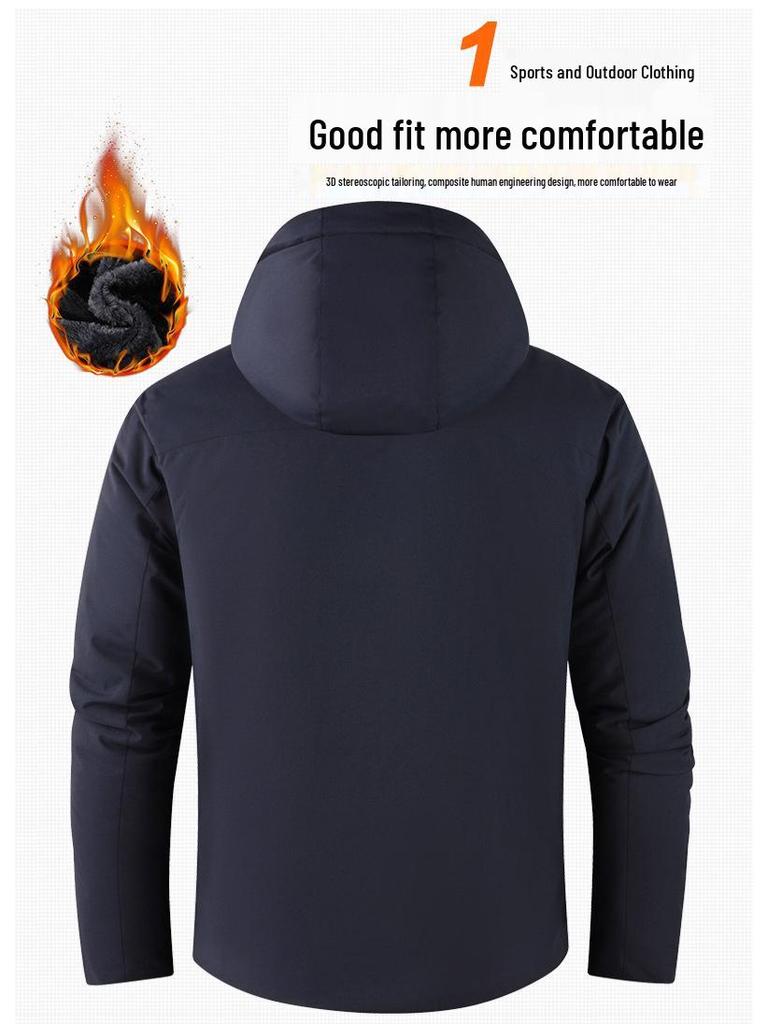 Men's 2025 Fleece-Lined Hooded Cotton Jacket: Windproof, Waterproof, Casual Outerwear