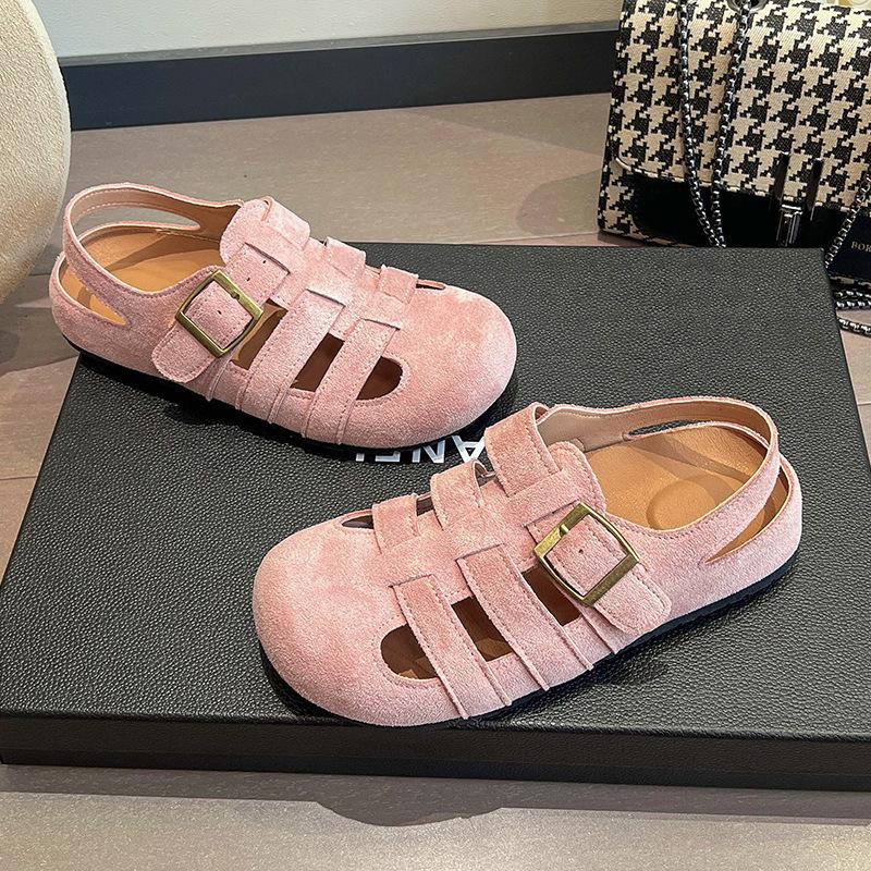 

Retro niche hollow bag head half slippers women s 2025 wear comfortable one-pedal thick-soled ugly cute casual Birkenstocks 40