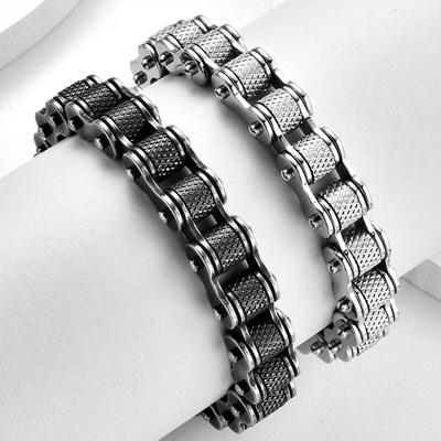 11MM Width 23CM Bike Motorcycle Link Chain Bracelet for Men Punk Rock Style Solid Black Stainless Steel Men's Bicycle Bracelets