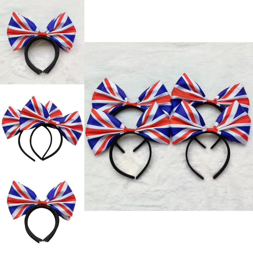 Eye-catching Union Jack Hairband Alice Headband With Large Bow Tie For Patriotic Celebrations