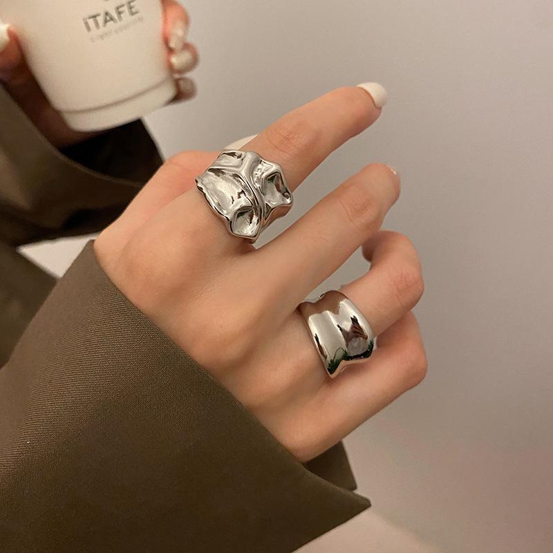 Korean Style Women's Retro Punk Embossed Open Ring