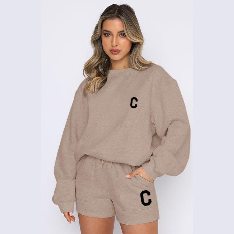 Sweater Sweatpants Suit Women's Autumn and Winter 2026 New Velvet Fashion Letter Casual Running Sportswear Two-piece Set