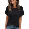 European and American summer new solid color loose round neck short sleeves, casual and comfortable T-shirt women's top