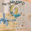 Window Hanging Crystal Pendant Ocean-Themed Wind Chime, Stained Acrylic Jellyfish Seahorse Pufferfish Suncatcher Glass Style with Prism Drops, Coastal