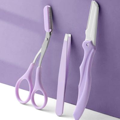 Easy Eyebrow Grooming Eyebrow Razor Scissors Tweezers 3-piece Set
