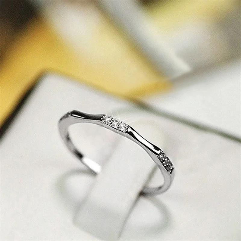 CAOSHI Fashion Thin Finger Ring with Bright Zirconia Female Daily Wearable Jewelry Graceful Women Versatile Accessories Gift