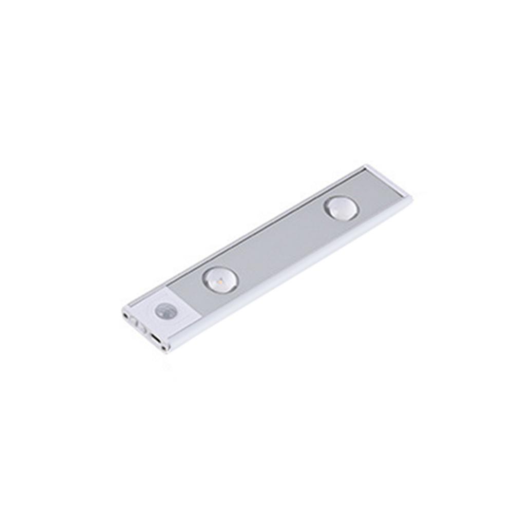 Intelligent LED human body sensor lamp rechargeable lamp cabinet cabinet lamp bar  20CM Space Silver Trichromatic Dimming