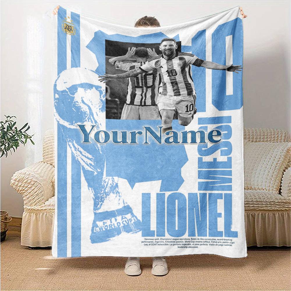 Messi Personalized Name Blanket Throw Customizable Blanket Ultra-Soft Great for Sofa Bed Office Chair Nap Four Seasons Multipurpose