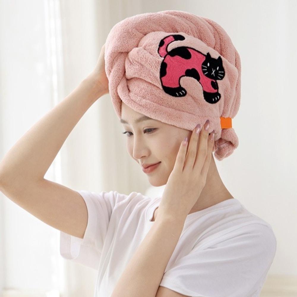 Coral Velvet Bath Hats Soft Turban Head Fashionable Quick Drying Cap Shower Time