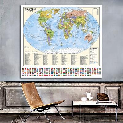 World Map with Cities | Foldable Educational Print | Gift for Holidays and Parties,Travel Supplies/Learning